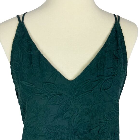LOFT Emerald Green Floral Embroidered V-Neck Strappy Lined Cami Top Women Medium - Picture 3 of 11